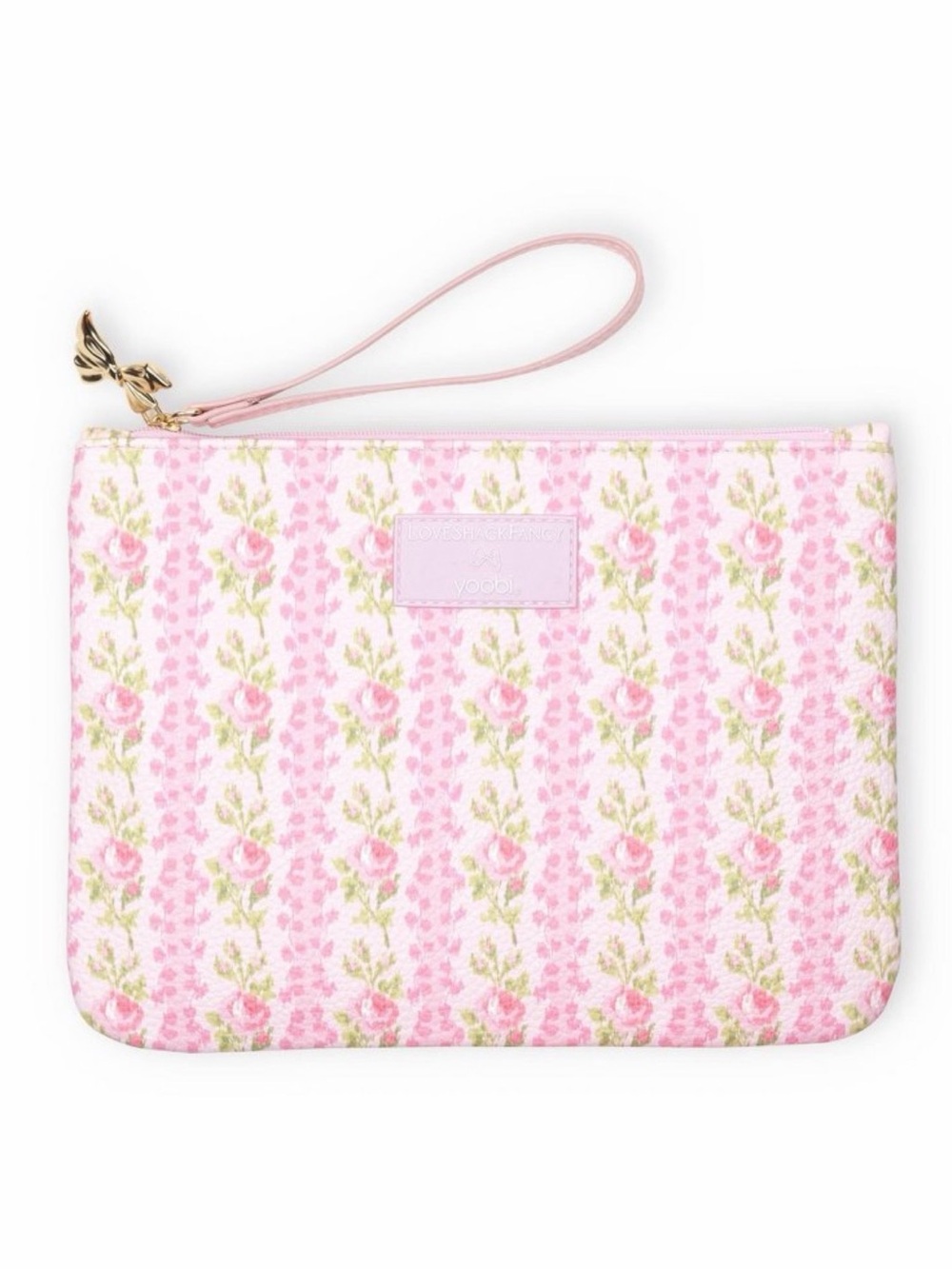 LoveShackFancy x Target Yoobi Flat Zip Case Clutch w/ Strap Strawberry Macaroon
